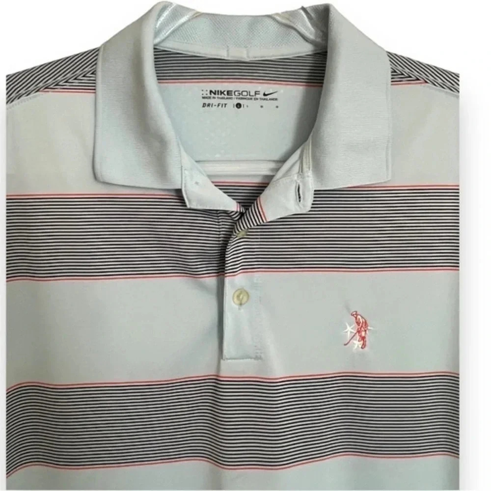 Nike Golf Dri-Fit Men's Blue Striped Short Sleeve Polo Golf Shirt Size Large - Picture 3 of 6